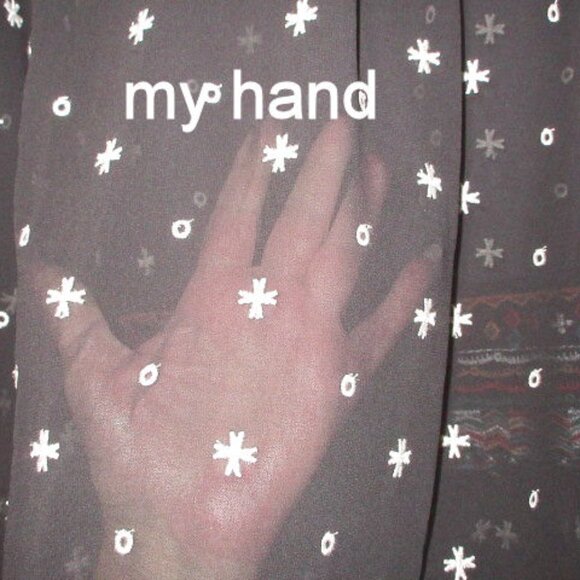 Vintage Y2K Sheer Mesh Embroidered Tunic Top Size XL Button Up Ruffle Whimsigoth - Picture 5 of 14